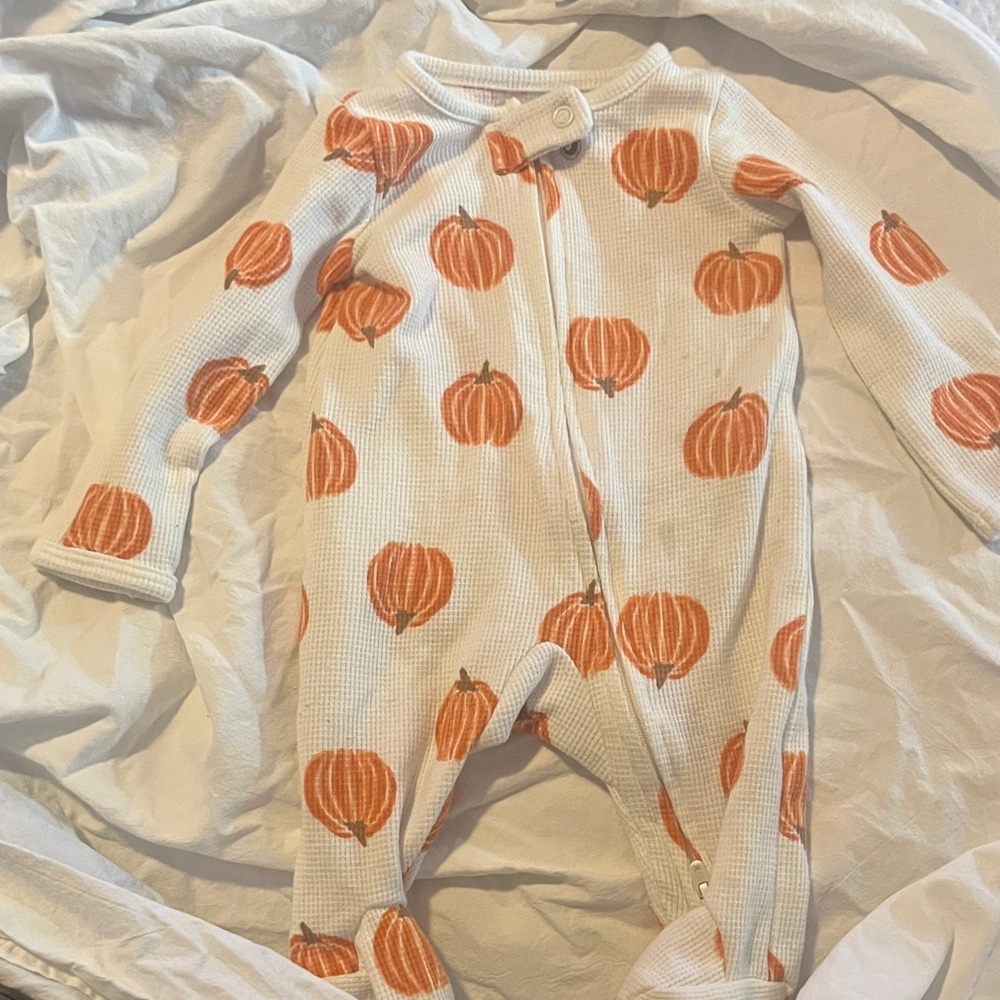 Carter's Orange Pumpkin Print Footie